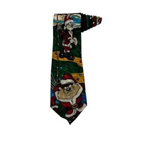Looney Tunes Mania Taz Bugs Bunny Christmas Golfing 1994 Vintage Cartoon Necktie